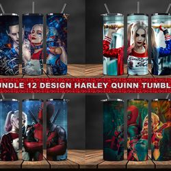 bundle 4 designs harley quinn tumbler wrap, harley quinn tumbler 20oz png,harley quinn tumbler 14