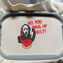 no you hang up first embroidery design, face ghost embroidery machine file, scary halloween, embroidery machine design