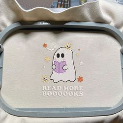 Read More Book Spooky Embroidery Design, Spooky Ghost Embroidery Design, Happy Halloween Embroidery File, Retro Halloween Embroidery Fille, Halloween Gift