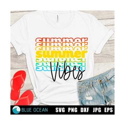 summer vibes svg, summer shirt svg, summer cut files, summer echo stacked words