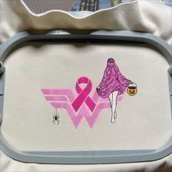 halloween cancer awareness embroidery design, breast cancer pink ghost halloween cancer embroidery machine file, pink ghost embroidery file
