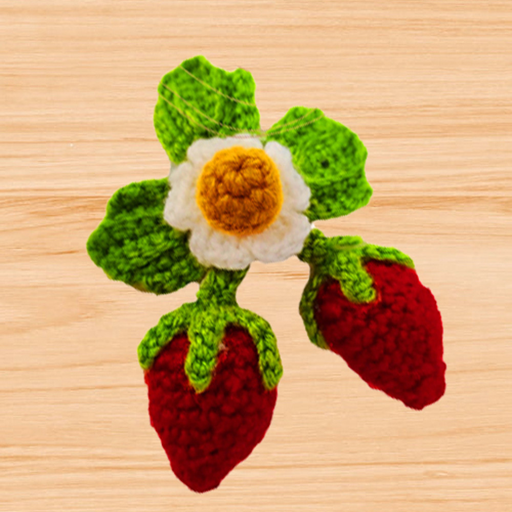 crochet strawberry hair clip pattern