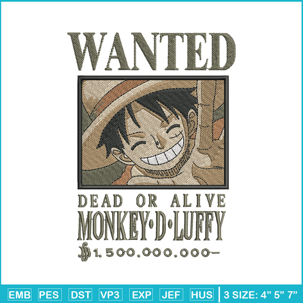 Bounty Luffy embroidery design, One piece embroidery, Anime design, Embroidery shirt, Embroidery file,Digital download.zip.jpg