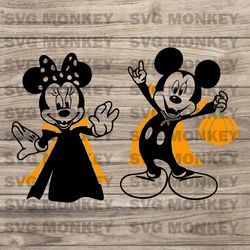 Mickey And Minnie Vampire SVG PNG, Disney Mouse Halloween SVG, Pumpkin HalloweN SVG SVG EPS DXF PNG