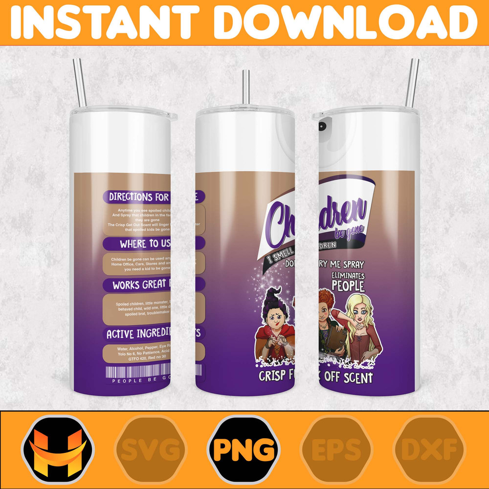 Bitch Spray 20 Oz Skinny Tumbler Sublimation, People Be Gone Design, Horror Movie Character Halloween Tumbler Wrap (4).jpg