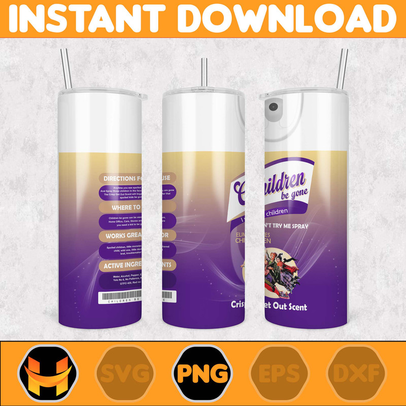 Bitch Spray 20 Oz Skinny Tumbler Sublimation, People Be Gone Design, Horror Movie Character Halloween Tumbler Wrap (6).jpg