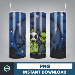 3D Inflated Merry Grinchmas Xmas Straight, Christmas Tumbler Wrap, Design Download PNG, 20 Oz Digital Tumbler Wrap