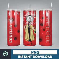 3D Inflated Puff Cruella Coffee Wrap Ha Straight, Halloween Character Coffee Wrap Sublimation Tumbler Design Download