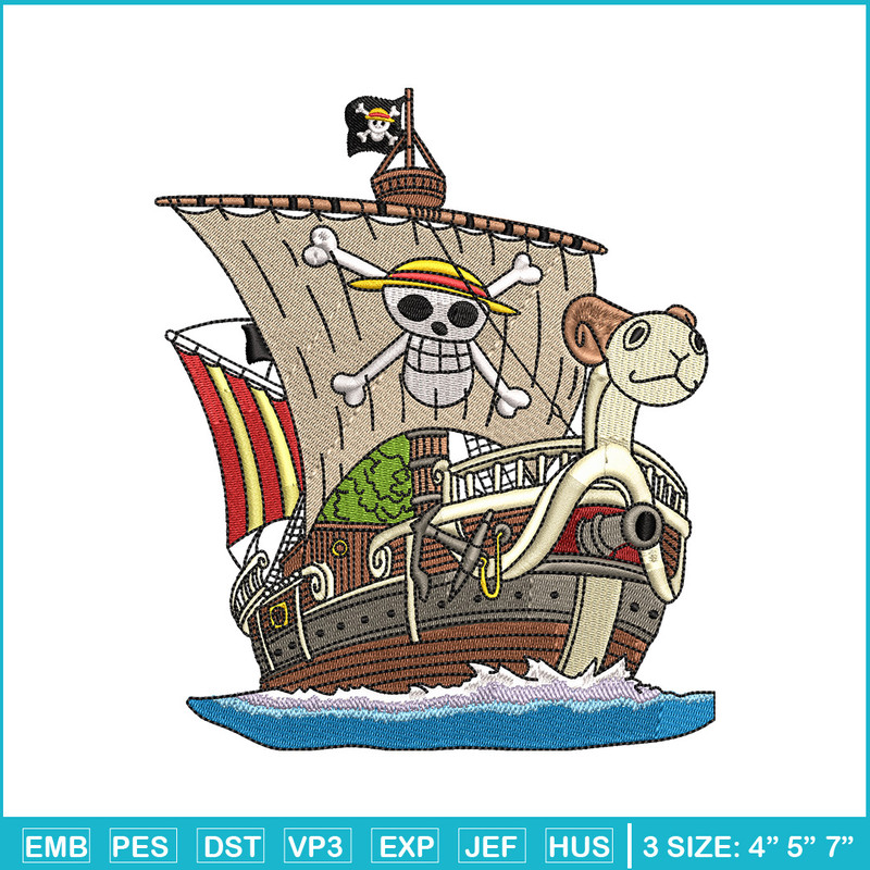 Going merry embroidery design, One piece embroidery, Anime design, Embroidery shirt, Embroidery file, Digital download.jpg