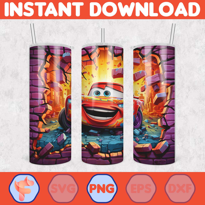 Cartoon And Super Hero Tumbler Wrap Png, 3D Tumbler Design Skinny Sublimation Digital Download (5).jpg