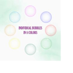 bubbles png bundle, bubble clip art vector images, blowing bubbles png, soap bubble png, bundle of 8,soap foam, rainbow