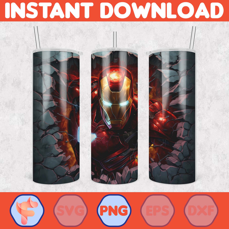 Cartoon And Super Hero Tumbler Wrap Png, 3D Tumbler Design Skinny Sublimation Digital Download (31).jpg
