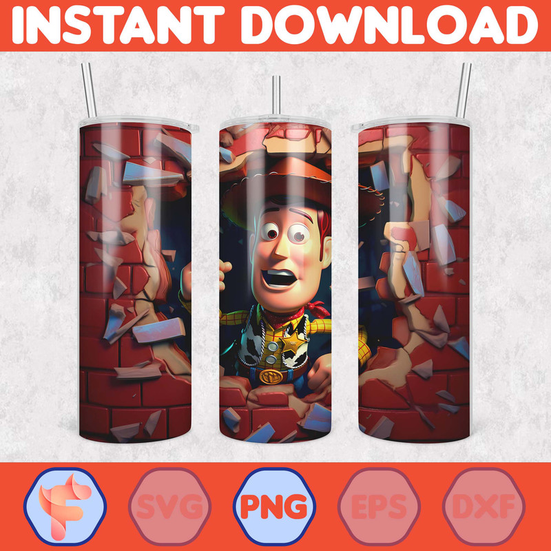 Cartoon And Super Hero Tumbler Wrap Png, 3D Tumbler Design Skinny Sublimation Digital Download (35).jpg