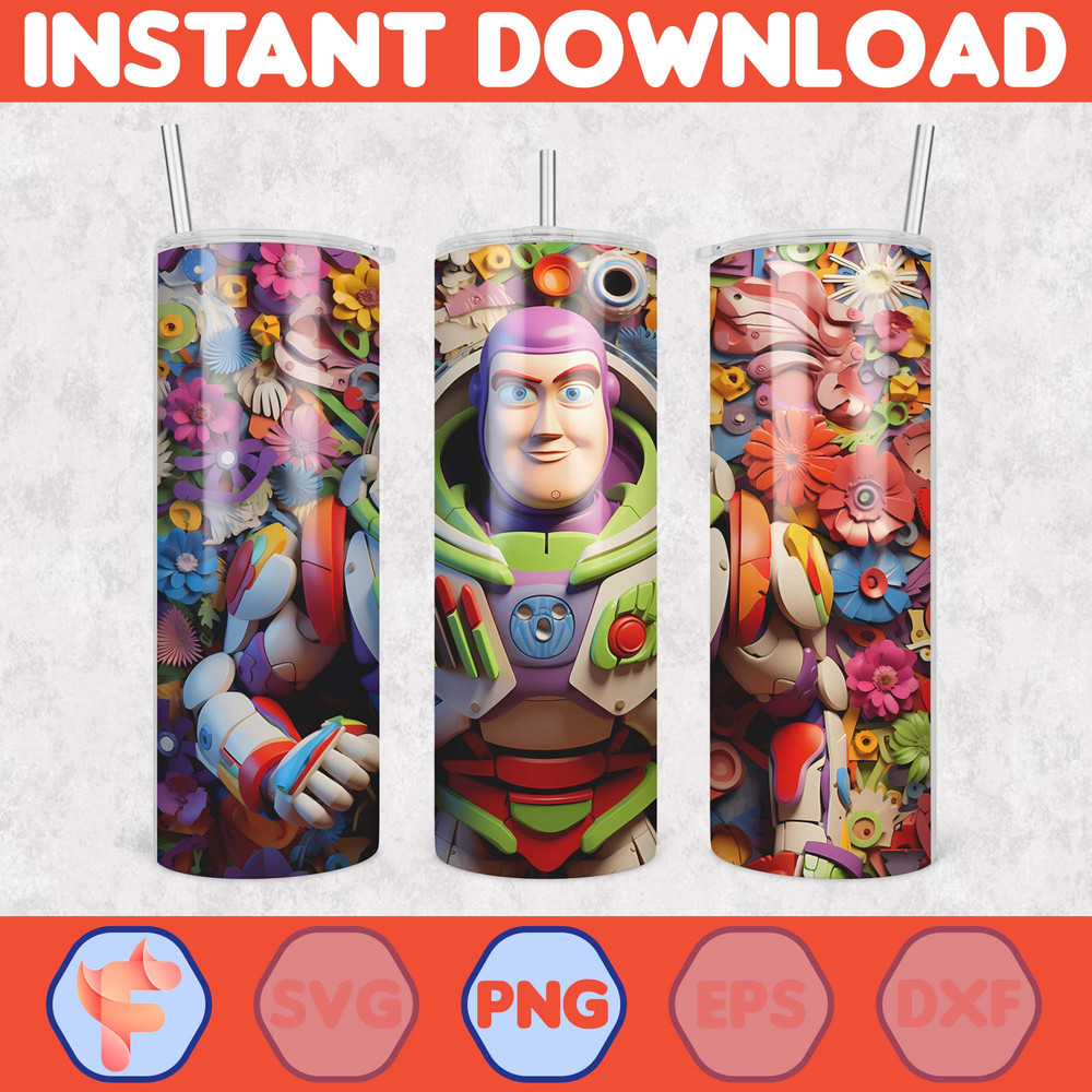 Cartoon And Super Hero Tumbler Wrap Png, 3D Tumbler Design Skinny Sublimation Digital Download (37).jpg