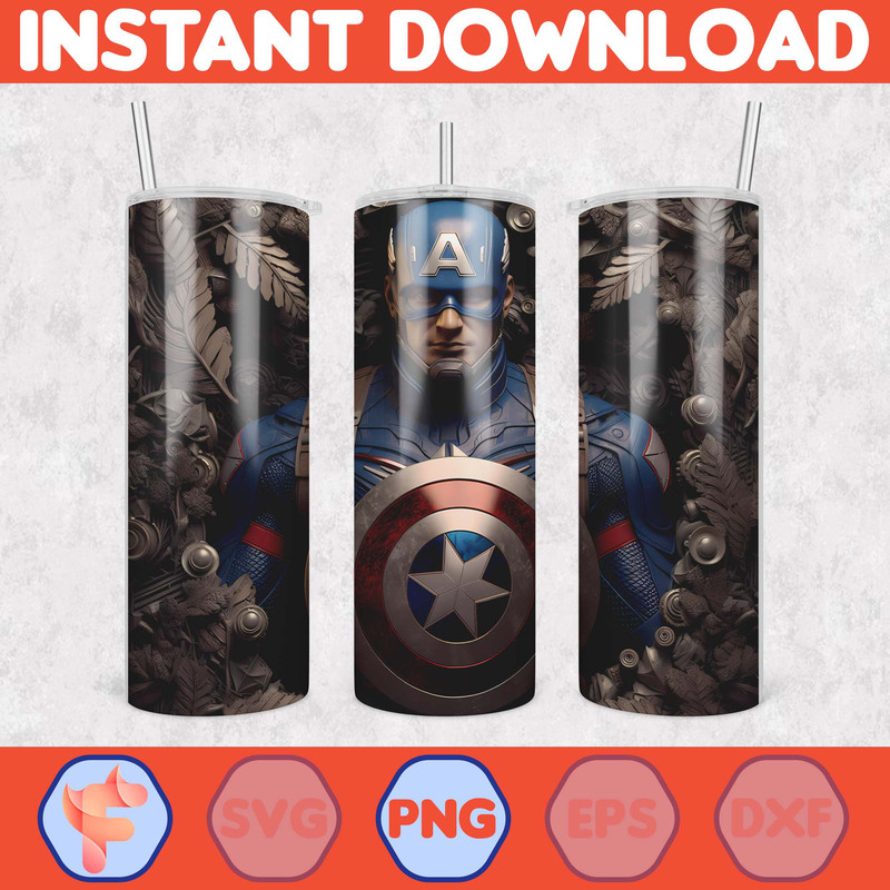 Cartoon And Super Hero Tumbler Wrap Png, 3D Tumbler Design Skinny Sublimation Digital Download (40).jpg