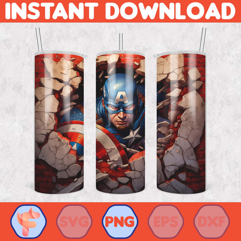 Cartoon And Super Hero Tumbler Wrap Png, 3D Tumbler Design Skinny Sublimation Digital Download (41).jpg