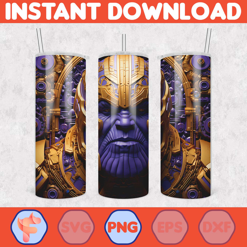 Cartoon And Super Hero Tumbler Wrap Png, 3D Tumbler Design Skinny Sublimation Digital Download (83).jpg
