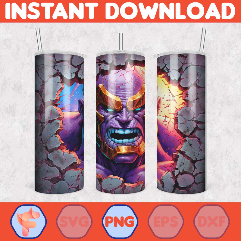 Cartoon And Super Hero Tumbler Wrap Png, 3D Tumbler Design Skinny Sublimation Digital Download (84).jpg
