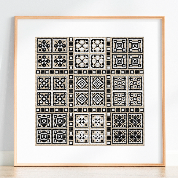 geometric cross stitch pattern black white