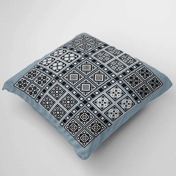 cross stitch pattern pillow black white
