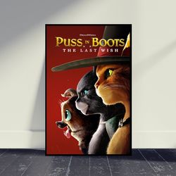 puss in boots the last wish movie poster wall art, room decor, home decor, art poster for gift, vintage movie poster, mo