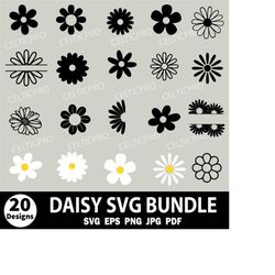 daisy svg bundle, daisy flower svg, spring svg, daisy silhouette, daisy, daisy clipart, daisy cut file, daisies, flowers