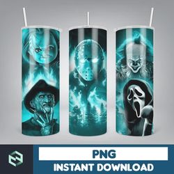 horror characters 20oz skinny straight & tapered designs, horror movie tumbler designs, cartoon character tumbler wrap