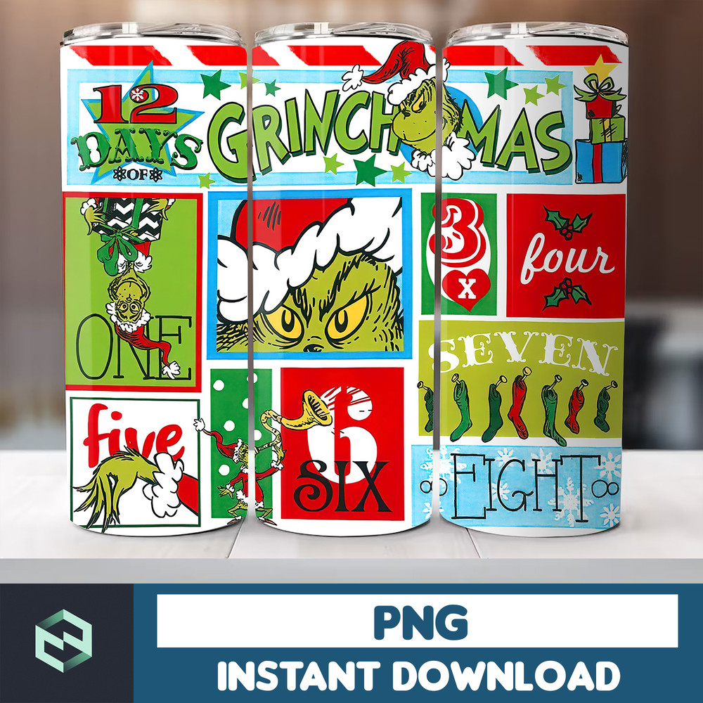 The Grinch Christmas Tumbler Wrap, Grinch Christmas Designs, 20oz Skinny Tumbler Wrap, PNG Sublimation Digital (7).jpg