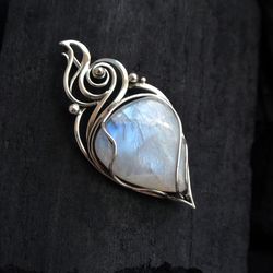 Moonstone necklace, handmade sterling silver necklace