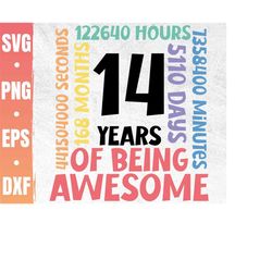 14th birthday svg | 14 years old birthday party cricut file | happy 14th bday | awesome since 2008 | commercial use & di