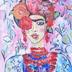 Frida Kahlo painting Woman portrait painting Acrylic painting Fauvism Abstract painting Matisse Frida portrait painting