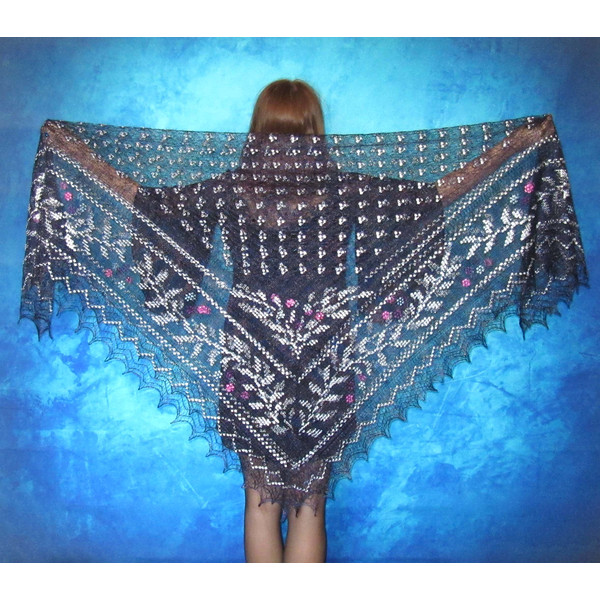 Big embroidered Orenburg Russian shawl, Hand knit cover up, Wool wrap, Handmade stole, Kerchief, Wedding shawl, Warm bridal cape, Big scarf, Gift for her.JPG