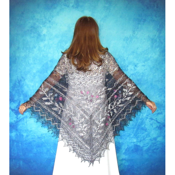 Big embroidered Orenburg Russian shawl, Hand knit cover up, Wool wrap, Handmade stole, Kerchief, Wedding shawl, Warm bridal cape, Big scarf, Birthsday Gift.JPG