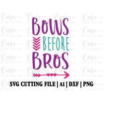 bows before bros svg cutting file, ai, png and dxf files | instant download | cricut and silhouette | hair bow | baby gi
