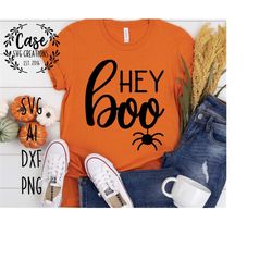 hey boo svg cutting file, ai, dxf and printable png files | svg cameo cricut | halloween spooky spider fall pumpkin patc
