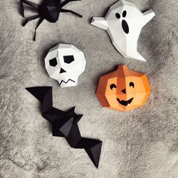 halloween 3d garland svg pdf pumpkin bat papercraft