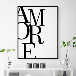 love printable, amore print, italian poster, large wall prints, love wall art, romantic print, love printable poster