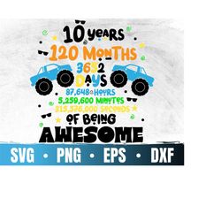 boy birthday svg | 10 years old boy birthday party cricut file | happy 10th bday | awesome since 2012 | commercial use &