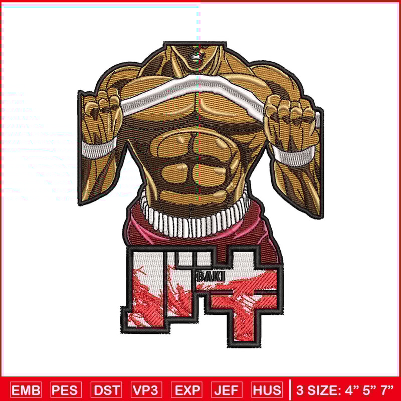 Baki body embroidery design, Baki embroidery, Anime design, Embroidery shirt, Embroidery file, Digital download.jpg