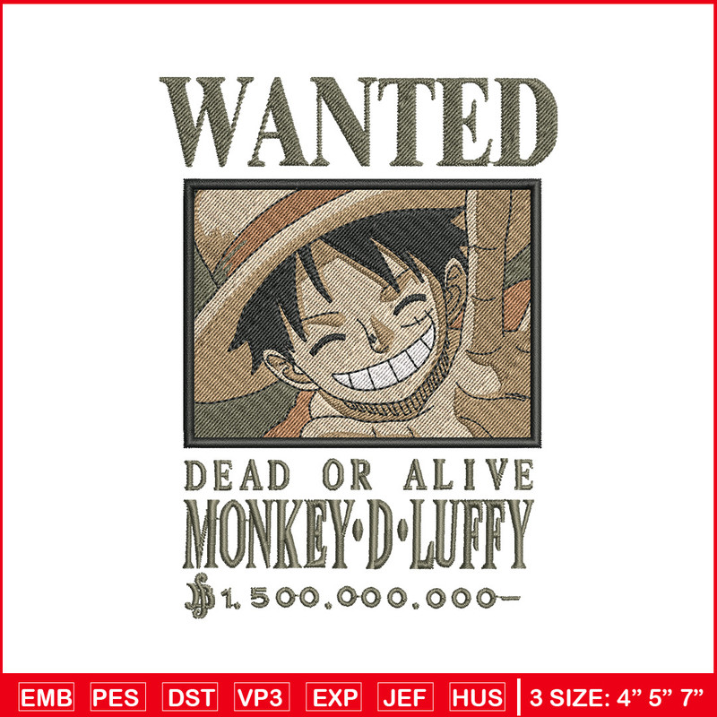 Bounty Luffy embroidery design, One piece embroidery, Anime design, Embroidery shirt, Embroidery file,Digital download.zip.jpg