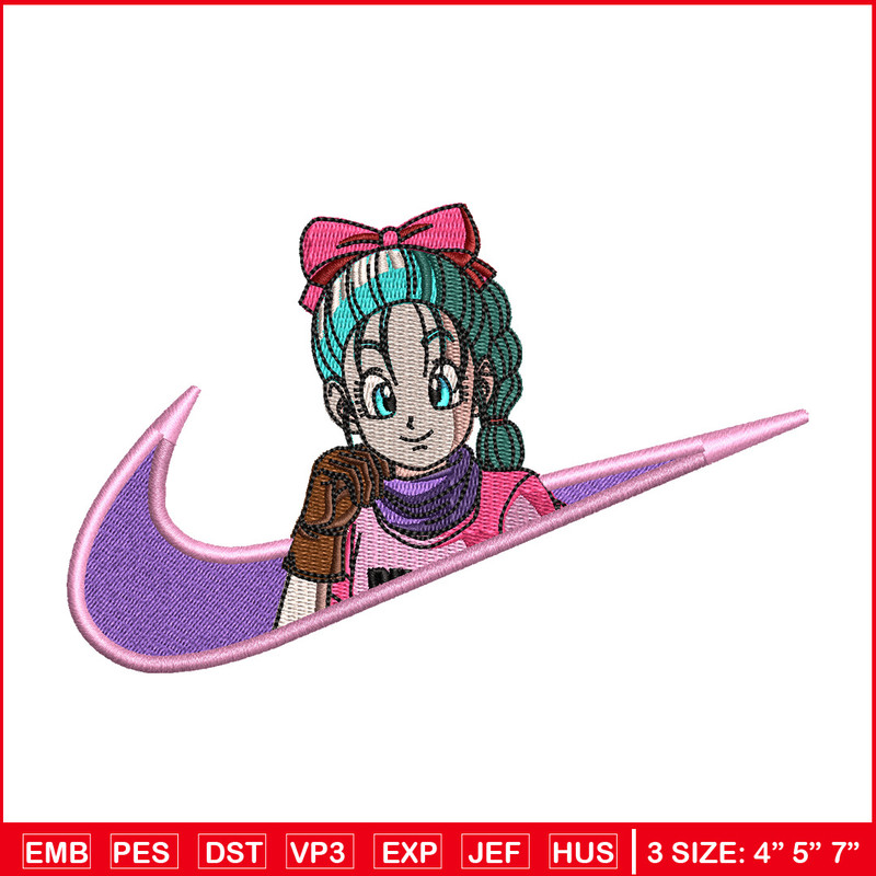 Bulma nike embroidery design, Dragonball embroidery, Nike design, Embroidery shirt, Embroidery file, Digital download.jpg