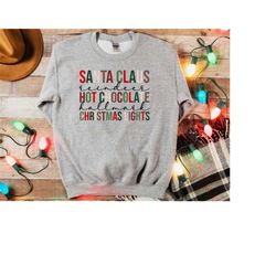 santa claus reindeer hallmark hot chocolate christmas lights shirt, christmas sweatshirt, cute christmas shirt, christma