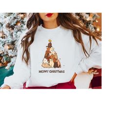 christmas cat sweatshirt, christmas sweatshirt, cat christmas, christmas crewneck, meowy christmas sweater, cat lover gi