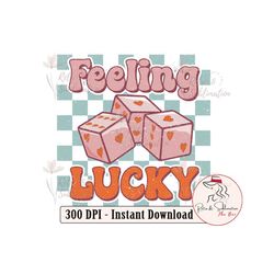 Retro Feeling Lucky Png, Valentine Png, Valentine's Day PNG, XOXO Png, Valentine Love Png, Retro Png, Retro Heart Design