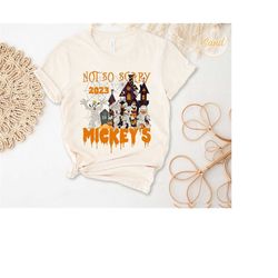 mickey not so scary with friends funny shirt, disney characters halloween skeleton comfort color shirt, disney halloween