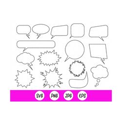 speech bubbles svg, comic bubbles svg, bubbles clipart, comic clipart,thinking bubbles, instant download files for cricu