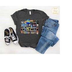 halloween horror nights universal studios shirt, horror characters halloween shirt, universal studios halloween shirt, s