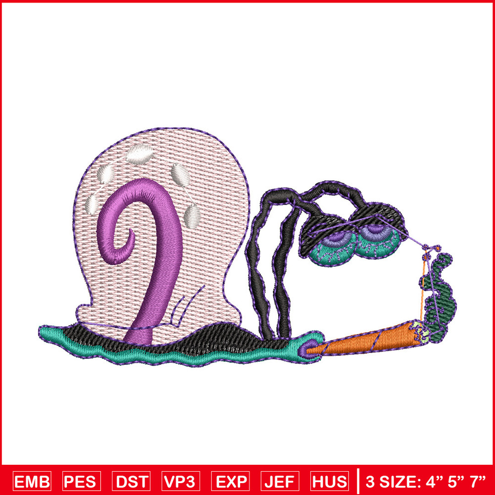 Gary smoke embroidery design, Spongebob embroidery, Anime design, Embroidery shirt, Embroidery file, Digital download.jpg