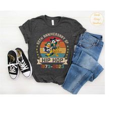 personalized disney and friend 50 years hip hop vinyl retro 50th anniversary celebration vintage shirt, mickey mouse 50
