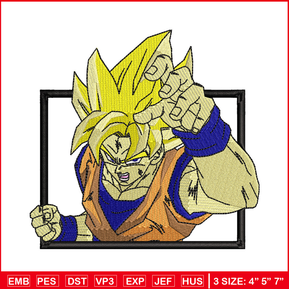 Goku ssj box embroidery design, Dragonball embroidery, Anime design, Embroidery shirt, Embroidery file,Digital download.jpg
